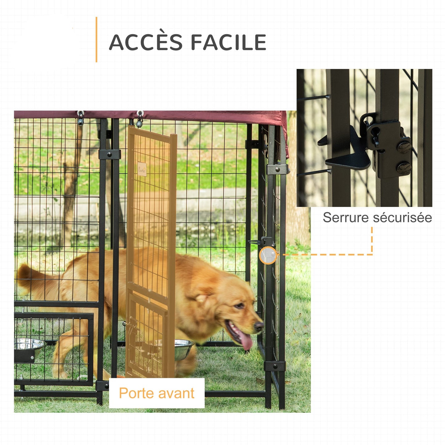 Hondenkennel – Hondenren – Puppyren – Dierenren – Kennel – Weerbestendig Oxford Dak – 120x120x138 cm – Met 2 Draaibare Voerbakhouders