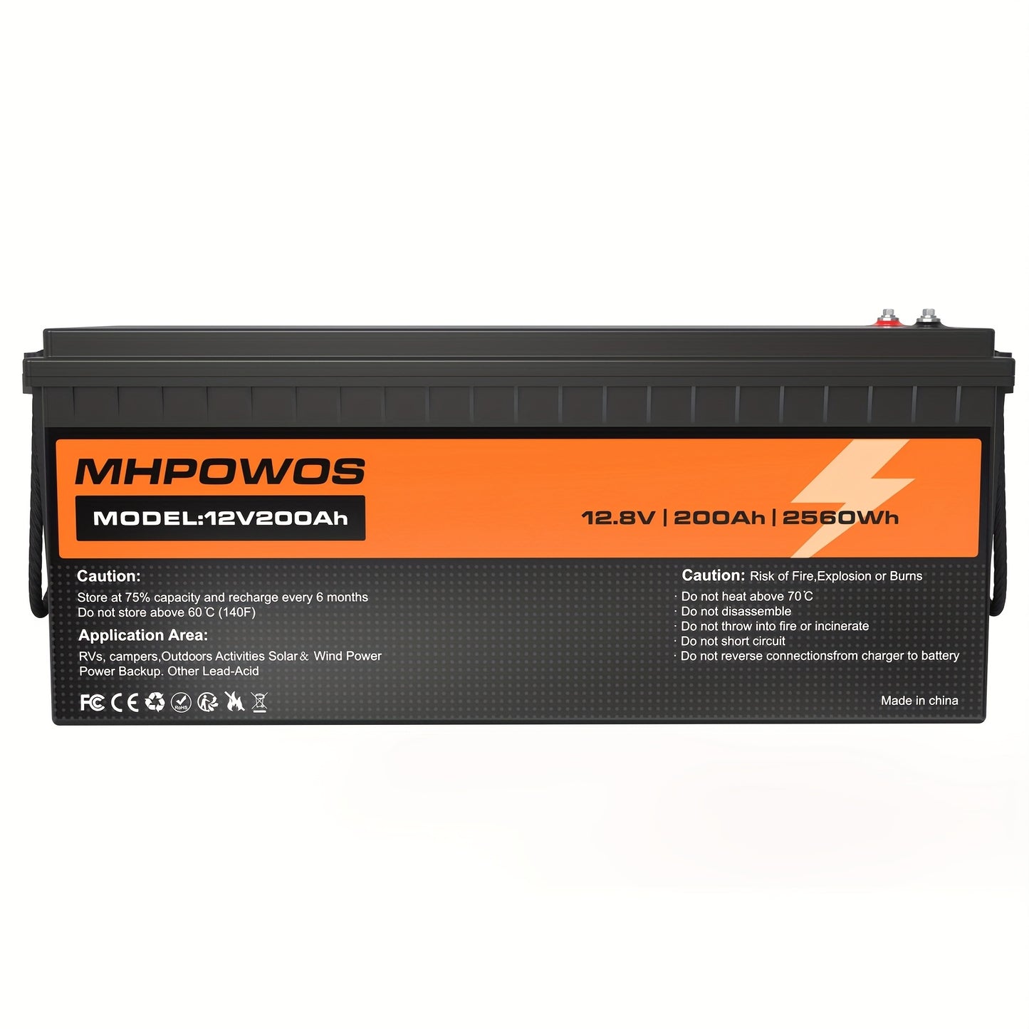 Lithium Accu 12V 200Ah – LiFePO4 Batterij – Camper Accu – Zonne-energie Accu – Bootaccu – 4000+ Diepcycli – Onderhoudsvrij & Veilig
