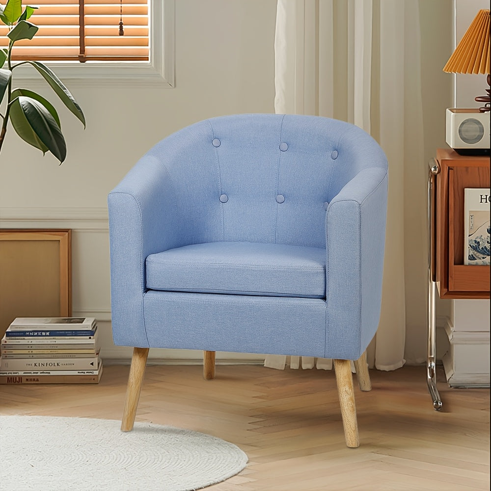 Fauteuil – Stoel – Zetel – Armstoel – Accentstoel – 64x60x70cm – Linnen Bekleding – Berkenhouten Poten
