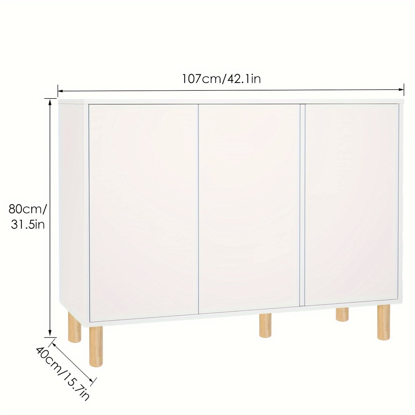 Opbergkast – Kast – Dressoir – Buffetkast – Vitrinekast – Wit met Houten Poten – Vrijstaand – Verstelbare Planken