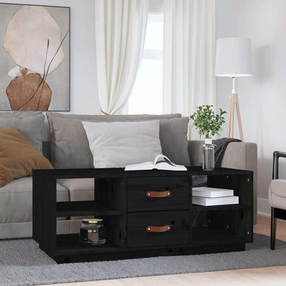Coffee Table 100X50X41 Cm Solid Pine Wood Black Practical, Removable, Suitable for All Seasons