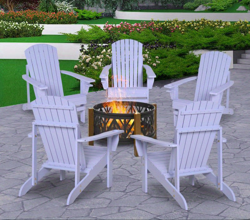 Tuinstoel – Tuinstoel – Buitenstoel – Terrasstoel – Balkonstoel – Houten Adirondack Stoel – Met Bekerhouder – Duurzaam Massief Hout – 72,5x97x93 cm – Grijs