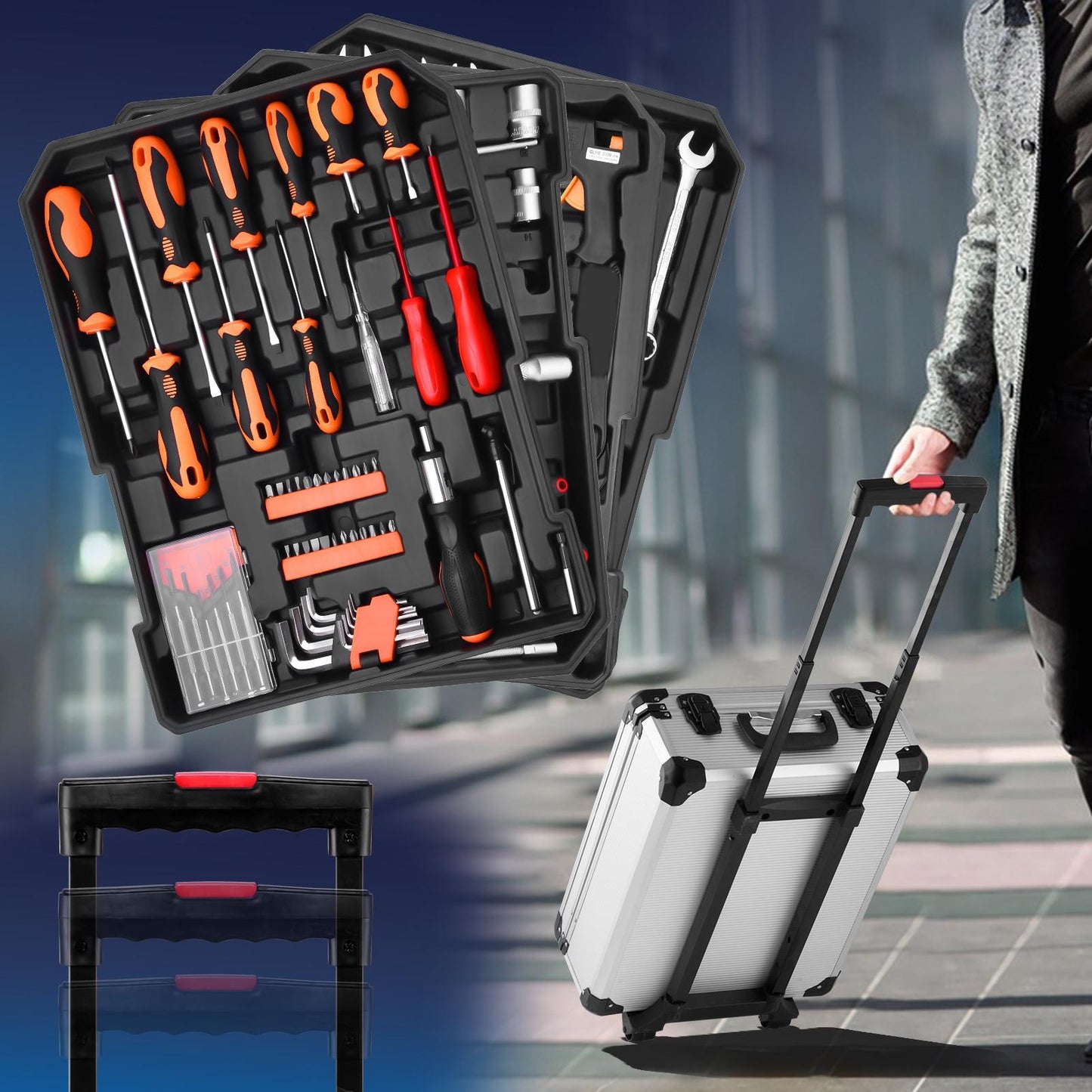 600pcs Hand Tool Set, Durable Carrying Case, Steel Mechanical Repair Kit for Home, Garage, Automotive, Motorcycle & Bicycle - Uncharged Manual Tools, Versatile for DIY & Maintenance Tasks - Ideal Gift for Dad
