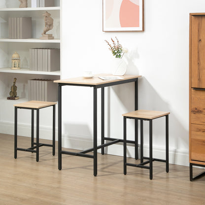 Barset Industrieel – Barkrukken – Bartafel – Bistroset – Barmeubel – Natural Wood Zwart – Compact Formaat – Stevig Metaal & Hout