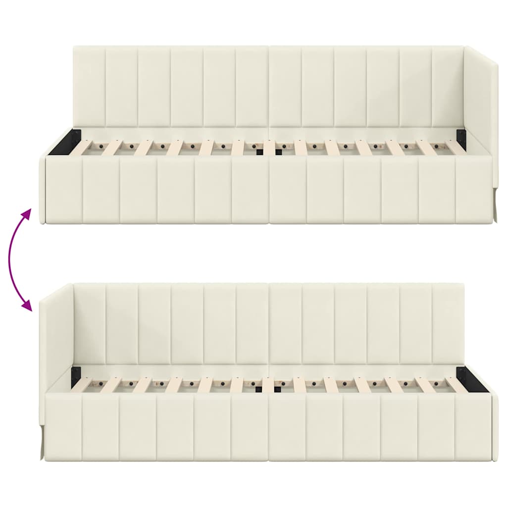 Bedframe – Bedombouw – Slaapbank – Ledikant – Tweepersoonsbed – 100x200 cm – Engineered Hout – Fluwelen Hoofdbord