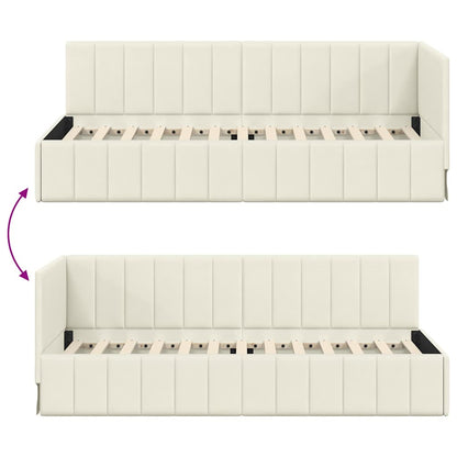 Bedframe – Bedbodem – Eenpersoonsbed – Slaapkamermeubel – Lattenbodem – 90x200 cm – Gefineerd Hout – Velvet Hoofdeinde Donkergroen
