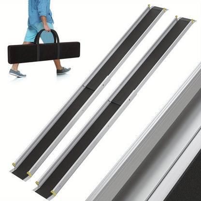 Telescopische Oprijplaten – Oprijplank – Drempelhulp – Rolstoelhelling – Scootmobiel Oprijplaat – 76-122 cm Verstelbaar – Lichtgewicht Aluminium Met 300 kg Draagvermogen