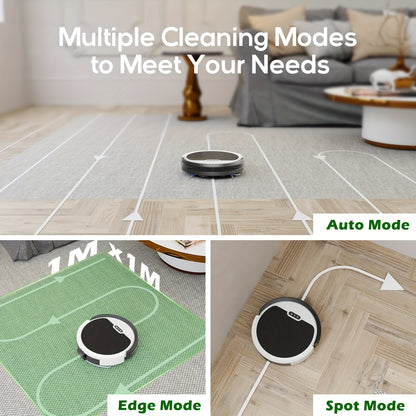 Robot Vacuum, 4000Pa Strong Suction, 2.4G WiFi/APP/Alexa, 120 Min Runtime, Self-Charging Robotic Vacuum Cleaner, Slim, Quiet, 4 Cleaning Modes Ideal for Pet Hair, Hard Floors, Black White