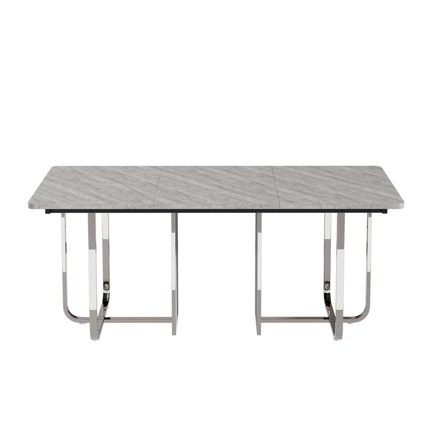 BTM Dining Table, 180cm x 80cm x 75cm, Modern Dining Table, Sturdy Dining Table, Metal Legs, Large Dining Table, Rectangular Dining Table, Dining Table for 6 People, Modern Simple Dining Table, Gray + Silver
