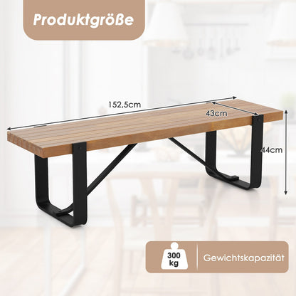 Halbank – Schoenenbank – Zitbank – Opbergbank – Eetkamerbank – Met Stabiel Metalen Frame – Belastbaar Tot 300 Kg – 152,5 Cm Lang – Rustieke Houtnerf