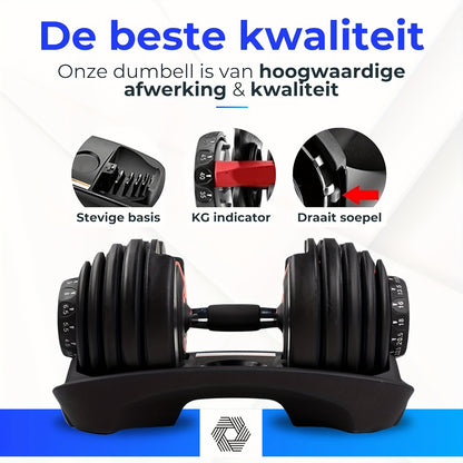 Quickly adjustable dumbbell 24kg, 1 second quick weight change, free weight combination, unisex strength training equipment (single piece)