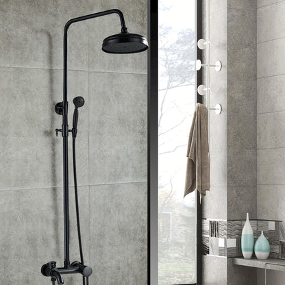 Regendouche – Doucheset – Douchearmatuur – Douchescherm – Douchekop – Zwart – Retro Antiek Design – Inclusief Regendouche en Handdouche