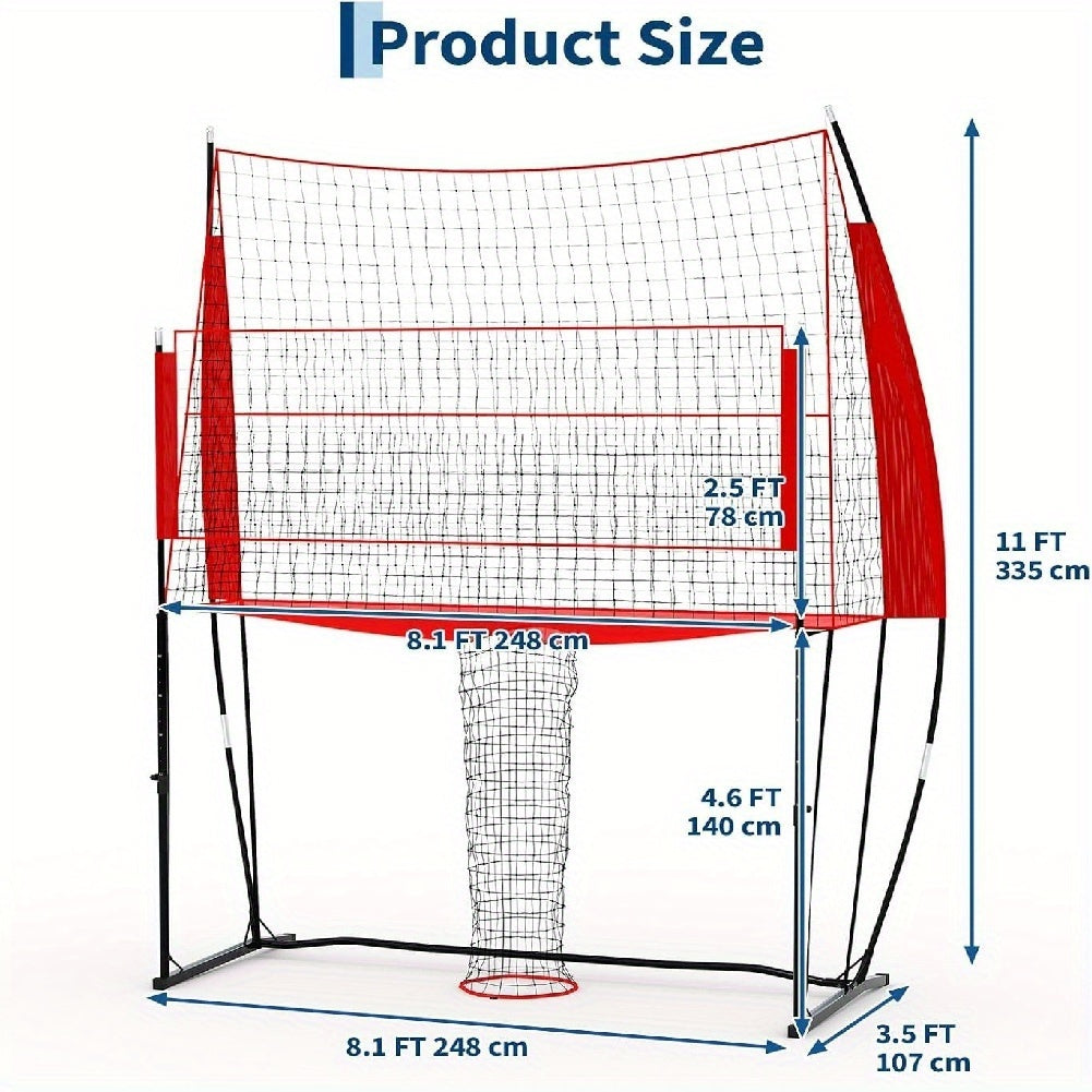 Volleybalnet – Trainingsnet – Oefennet – Speelnet – Volleybal Trainingsapparaat – Verstelbaar Net – Draagbaar & Lichtgewicht – 243x45x35 cm PE Materiaal
