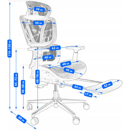 Fauteuil – Bureaustoel – Relaxstoel – Draaifauteuil – Werkstoel – Ergonomische Hoofdsteun – Verstelbare Voetensteun - Zwart