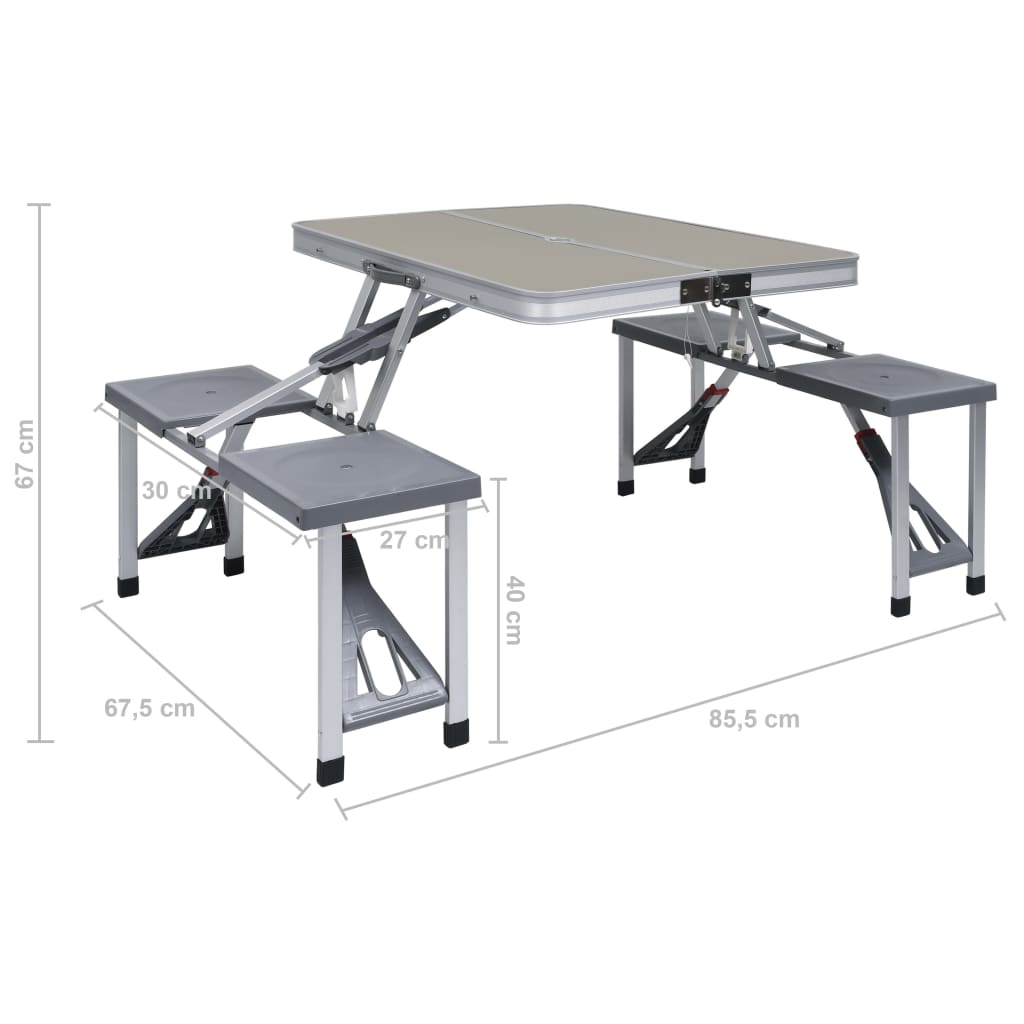 Campingtafel – Campingstoel – Vouwstoel – Klapstoel – Picknicktafel – Inklapbaar – Lichtgewicht – Met Parasolgat – Set van 1 Tafel en 4 Stoelen