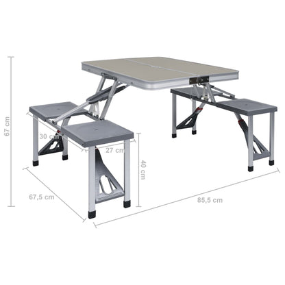 Campingtafel – Campingstoel – Vouwstoel – Klapstoel – Picknicktafel – Inklapbaar – Lichtgewicht – Met Parasolgat – Set van 1 Tafel en 4 Stoelen