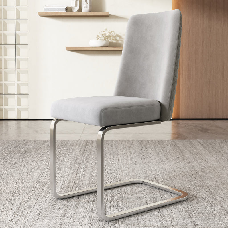 Fluwelen Fauteuil – Velvet Stoel – Zetel – Lounge Stoel – Relaxstoel – Set Van 4 – Grijs Met Zilveren Metalen Poten – Comfortabele Zitting – Luxe Fluwelen Bekleding