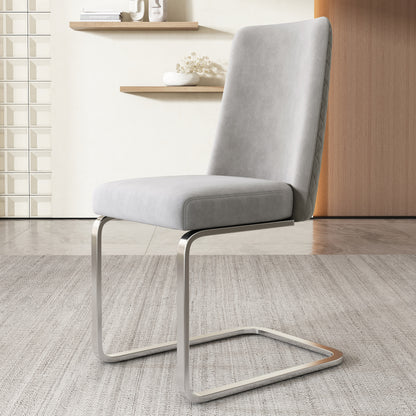 Fluwelen Fauteuil – Velvet Stoel – Zetel – Lounge Stoel – Relaxstoel – Set Van 4 – Grijs Met Zilveren Metalen Poten – Comfortabele Zitting – Luxe Fluwelen Bekleding