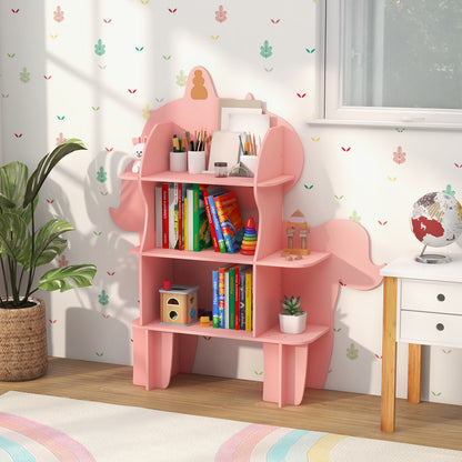 Kinderboekenkast – Kinderboekenrek – Speelgoedkast – Boekenplank – Opbergkast – Roze Eenhoorn Ontwerp – 3 Laags Met Anti-Kantel Beveiliging