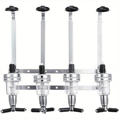4-Bottle Wall-Mounted Beverage Dispenser (Bar Butler) - Heavy-Duty Aluminum Drink Dispenser with Spigot Tap, Space-Saving Countertop/Kitchen/Party Server System, Compatible with Soda, Juice, Water - Easy Install for Home Bars & Restaurants, Wine Dispenser