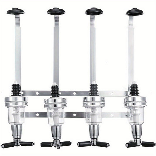 4-Bottle Wall-Mounted Beverage Dispenser (Bar Butler) - Heavy-Duty Aluminum Drink Dispenser with Spigot Tap, Space-Saving Countertop/Kitchen/Party Server System, Compatible with Soda, Juice, Water - Easy Install for Home Bars & Restaurants, Wine Dispenser