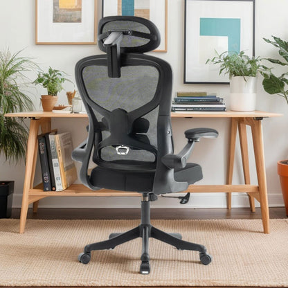 Ergonomic Office Chair, Desk Chair with Adjustable Headrest, Armrests, Lumbar Support, Swivel Chair, Rocker Function, Mesh Executive Chair, Back-Friendly, Office Chair 150 kg