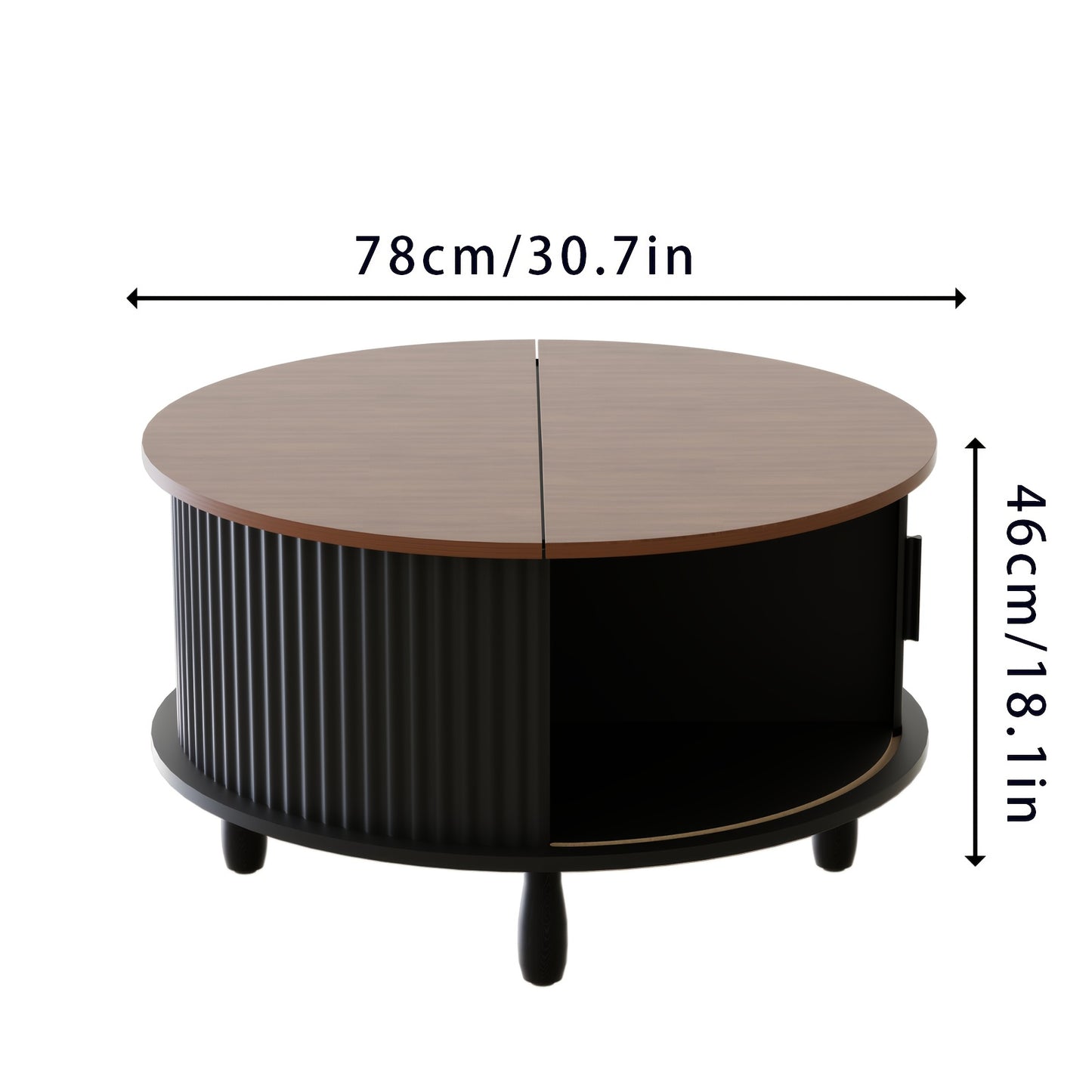 Salontafel – Koffietafel – Bijzettafel – Woonkamertafel – Tafel – Modern Rond – Verborgen Opbergruimte – Stevig Massief Hout