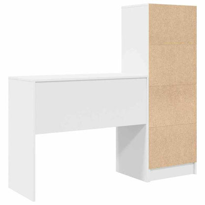 Desk with Storage Space with Shelf 2pcs White 90 X 40 X 76Cm Sleek Exterior, Ample Storage Space, Sturdy And Smooth, Featuring a Minimalist And Functional Design.