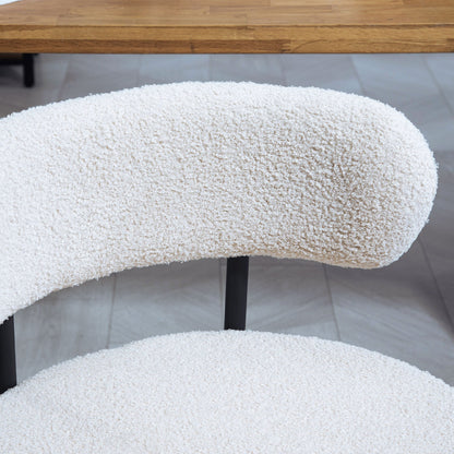 2pcs Dining Room Chairs, Fleece Upholstery, Chairs with Padded Seat, Metal Legs, Cream White