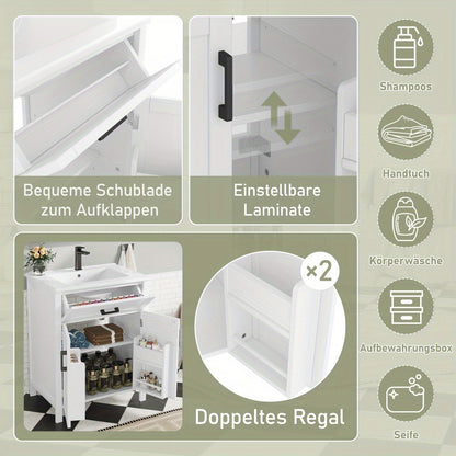 Badkamermeubel – Badkamermeubelset – Wastafelmeubel – Wastafelkast – Onderbouwkast – Vrijstaand MDF – Geïntegreerde keramische wastafel – 60x46x84,8 cm