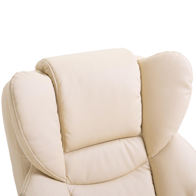 Relaxfauteuil – Relaxstoel – Draaifauteuil – Lounge stoel – Zitfauteuil – Met handmatige verstelbare rugleuning – Stevig metalen frame tot 160 kg – Compact ontwerp crème kleur