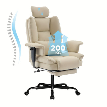 Ergonomische Bureaustoel Beige – Comfortabele Kantoorstoel – Chaise Bureau – Chaise Ergonomique – Executive Stoel – Gepolsterd Met Memory Foam – Draagkracht 200kg