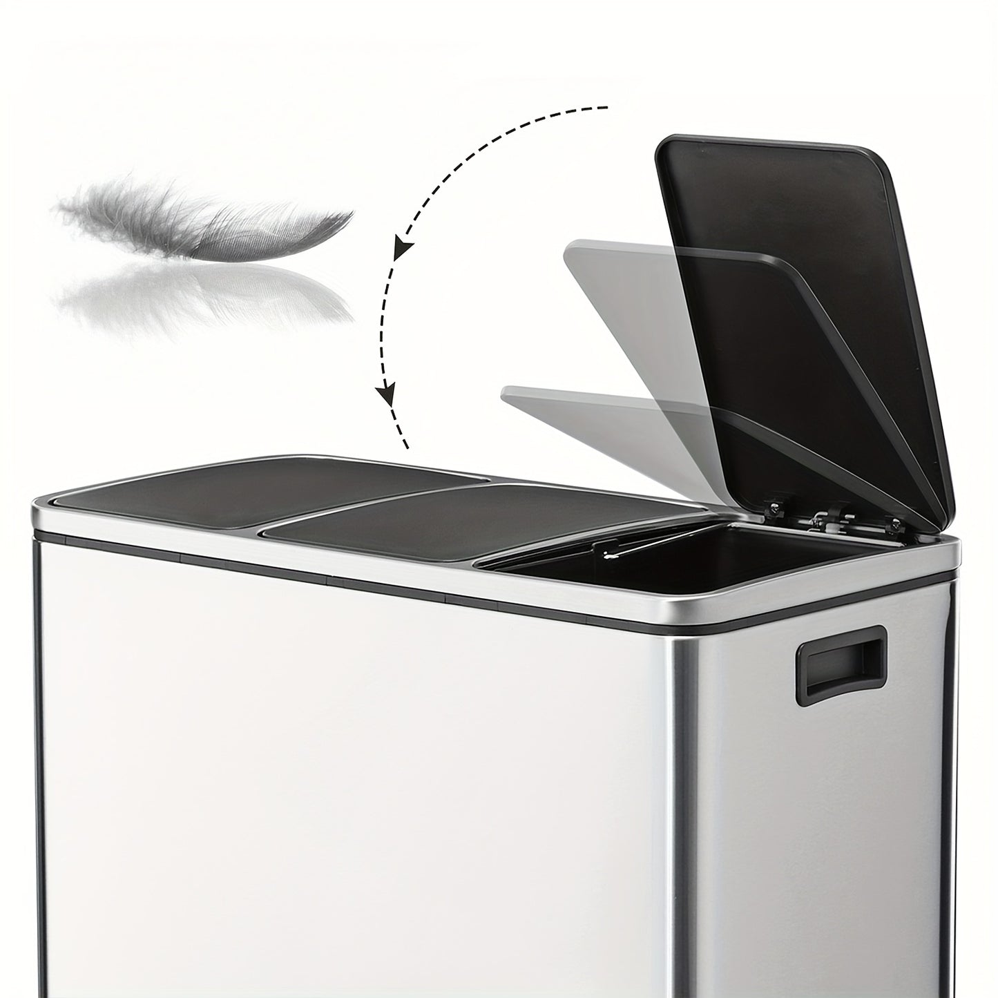 Keuken Prullenbak – Afvalbak – Recyclingbak – Vuilnisbak – Afvalemmer – 3 X 18L Compartimenten – Soft-Close Deksel – Stalen Behuizing – 15 Vuilniszakken Inclusief