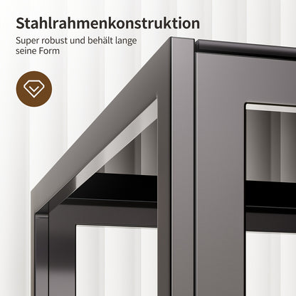 Eettafelset – Eethoek – Zitgroep – Keukentafelset – Eetkamermeubel – Ronde 6-persoons – Tempered Glass Tafelblad – Gestoffeerde Stoelen – Ruimtebesparend – Modern Design