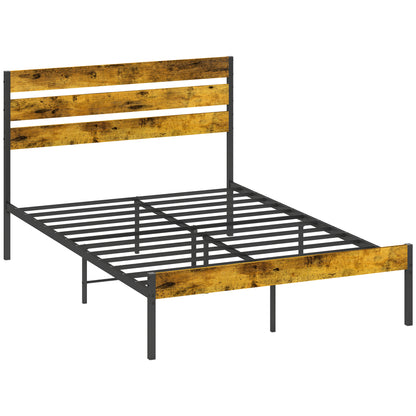 Tweepersoonsbed – Bedframe – Boxspringbed – Industrieel Bed – Slaapbed – Industrieel Design – Stevig Stalen Frame – Ruime Opbergruimte Onder Bed – Geschikt Voor Matras 140x200 cm