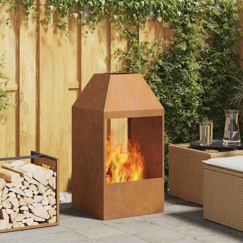 Fire Pit Brown 50 x 50 x 100cm Corten Steel - This Stylish Rectangular Outdoor Fire Pit Provides Warmth and Ambiance on Chilly Evenings. Durable Build for Long-Lasting Use, Eliminating Worries About Wear and Tear. Perfect Cho