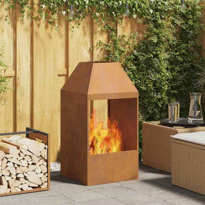 Fire Pit Brown 50 x 50 x 100cm Corten Steel - This Stylish Rectangular Outdoor Fire Pit Provides Warmth and Ambiance on Chilly Evenings. Durable Build for Long-Lasting Use, Eliminating Worries About Wear and Tear. Perfect Cho