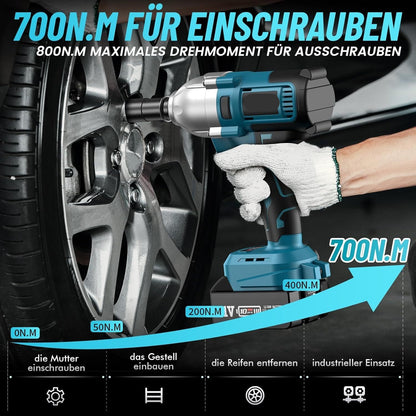 Draadloze Slagmoersleutel – Accu Slagmoersleutel – Elektrische Moersleutel – Krachtige Slagmoersleutel – 900 Nm Koppel – 3300 Slagen Per Minuut