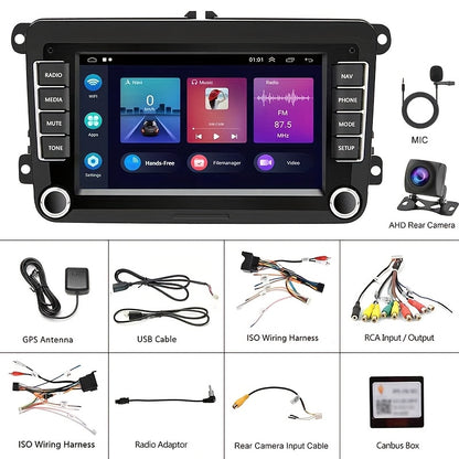 Autoradio – Auto Radio – 2-DIN Radio – Multimedia Speler – GPS Navigatie – 7 Inch Touchscreen – Wireless CarPlay & Android Auto