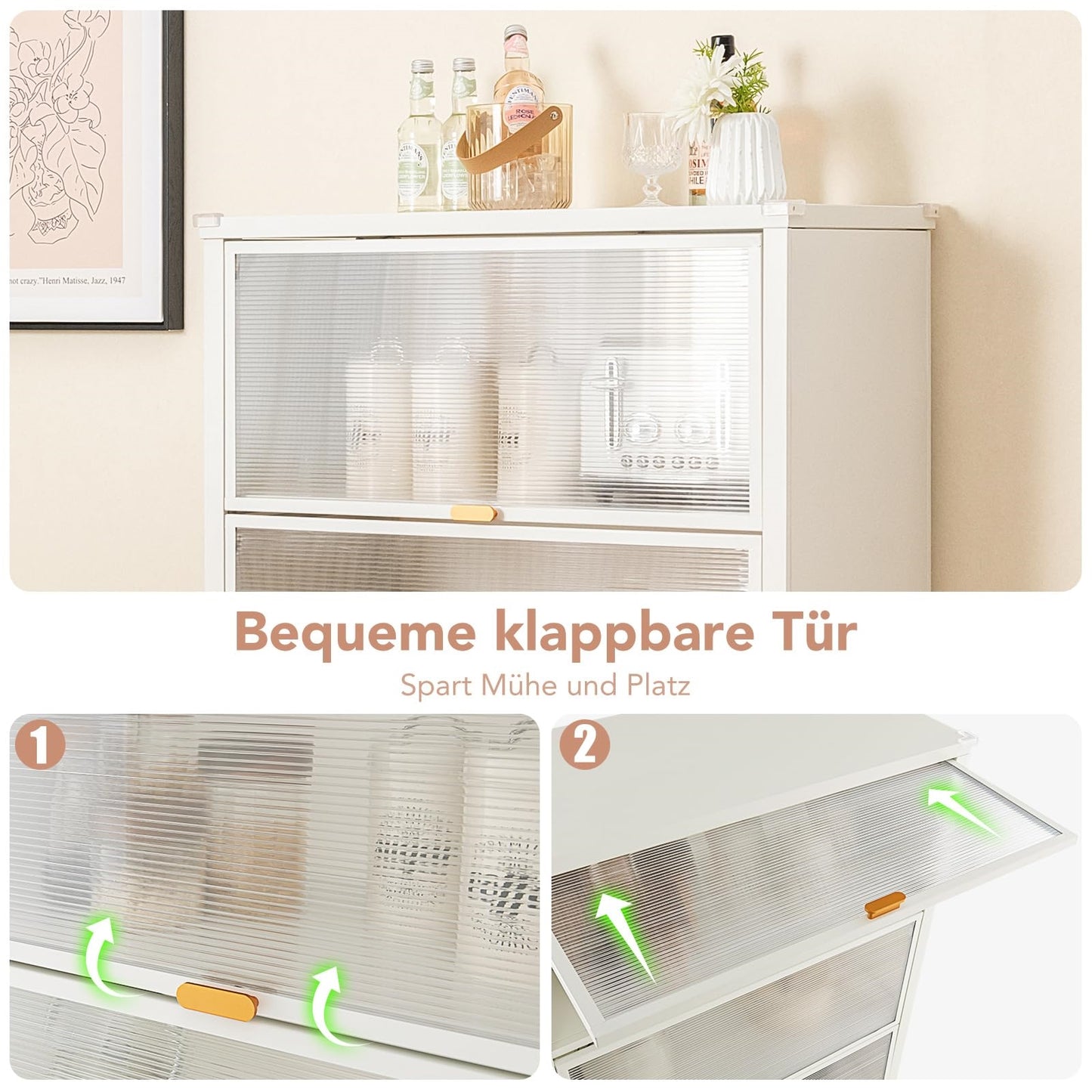 Keukenkastje – Keukenrek – Keukenonderkast – Opbergkast – Keukenmeubel – 4-laags Met Wieltjes – Metaal Met Transparante Klapdeuren – Verwijderbaar Achterpaneel – Wit