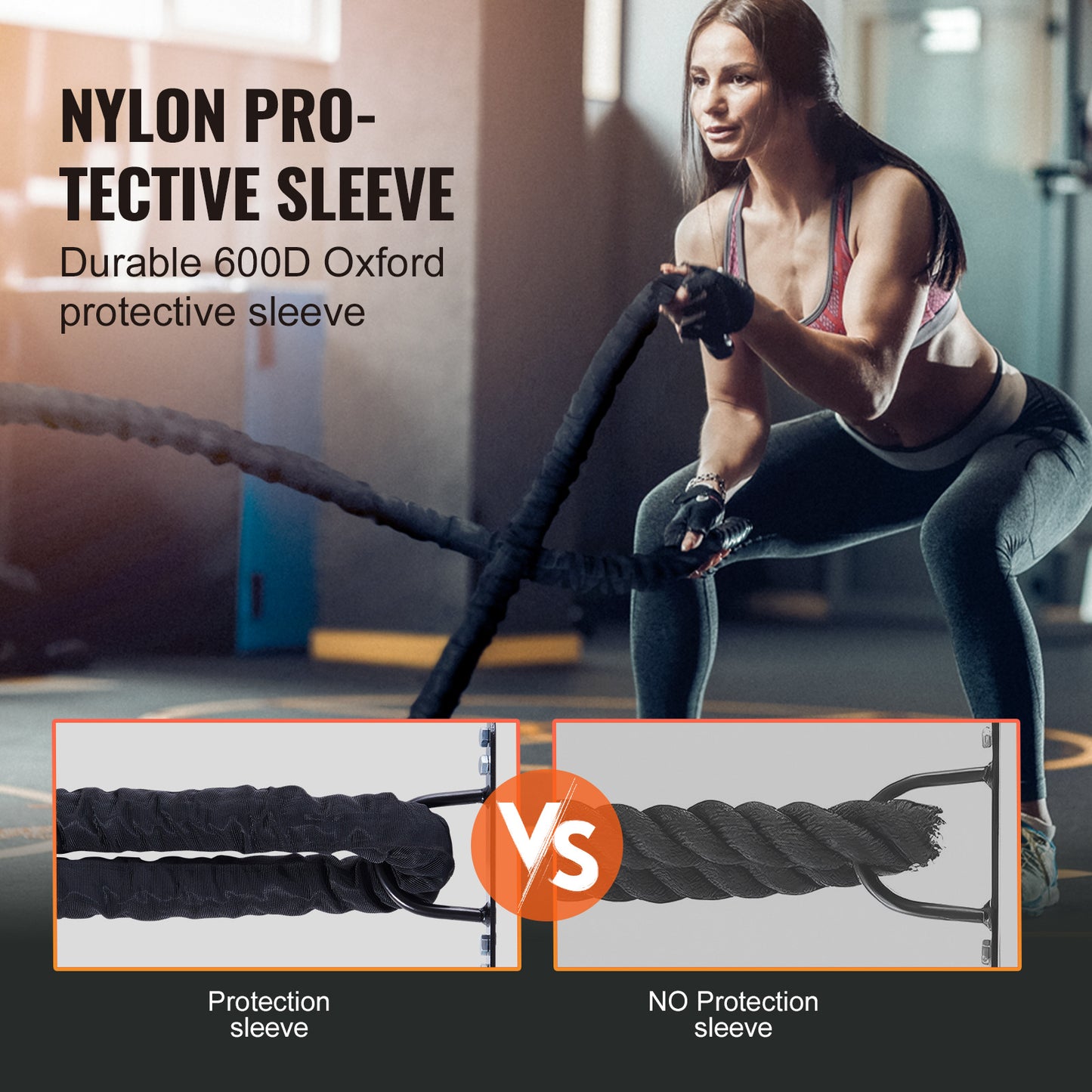 Battle Rope – Krachttouw – Fitness Touw – Trainingskoord – Workout Touw – 12 Meter – 100% Polyester – Inclusief Handvatten en Beschermhoes