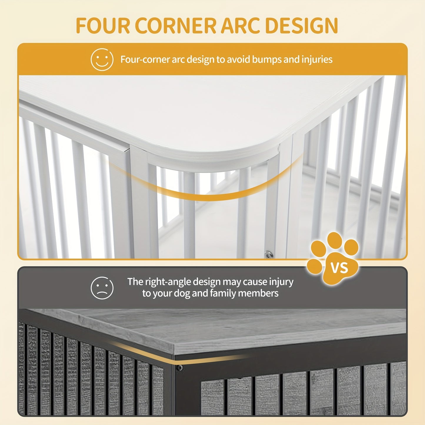 Dog Cage Furniture, Dog Box with Soft Cushion, Modern Multi-Door Design, Side Table for Heavy-Duty Wooden Dog Crates, Suitable for Large Dogs, 108 X 66 X 77.5cm, White, Extra for large Dog Crate Furniture, Dog Crate for Large - QUORE