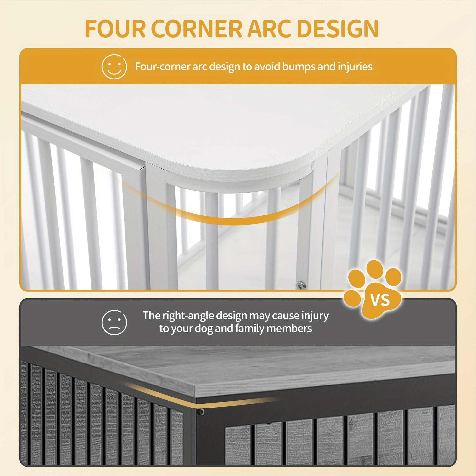 Dog Cage Furniture, Dog Box with Soft Cushion, Modern Multi-Door Design, Side Table for Heavy-Duty Wooden Dog Crates, Suitable for Large Dogs, 108 X 66 X 77.5cm, White, Extra for large Dog Crate Furniture, Dog Crate for Large - QUORE