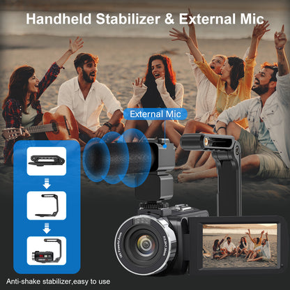 8K Video Recorder Camera – Videocamera – Camcorder – Filmcamera – Digitale Camera – 64MP Sensor – Infrarood Nachtzicht – 18x Digitale Zoom – 3,0-Inch Touchscreen – USB Oplaadbaar – Inclusief Afstandsbediening