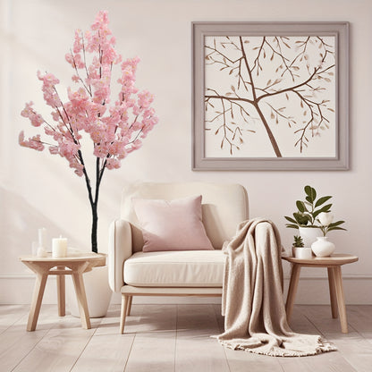 Kunstmatige Kersenbloesemboom – Kunstbloesem – Nepboom – Bloesemplant – Zijdeplant – 180 cm – Realistisch Polyester – Stevige Cementen Pot