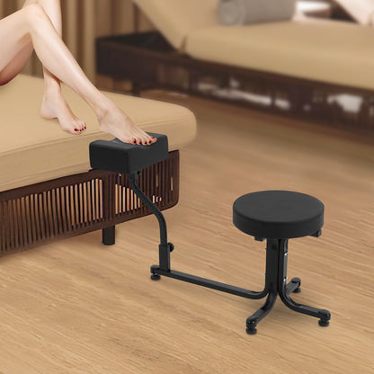 Pedicurekruk – Zadelkruk – Voetensteun – Nagelkruk – Werkkruk – Verstelbare Hoogte – Stevig Metalen Frame – Comfortabel PU-Leren Zitvlak – Max. Belastbaarheid 99,7 kg – Zwart
