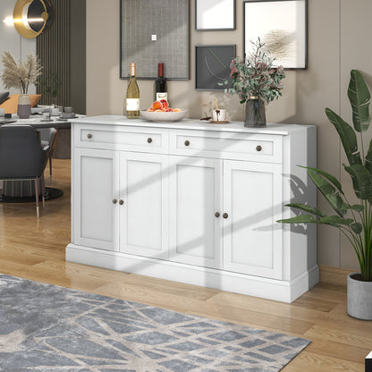 Ladekast – Opbergkast – Dressoir – Buffetkast – Woonkamerkast – Wit – 150 x 40 x 86 cm – Duurzaam Bamboe – Veel Opbergruimte
