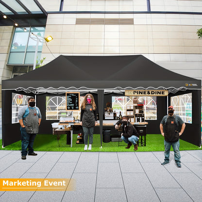 Pop-up Gazebo Tent – Partytent – Vouwtent – Buitenpaviljoen – Parasoldoek – 3x6m - Zwart – Inclusief Zijpanelen – UV-Bestendig & Lichtgewicht