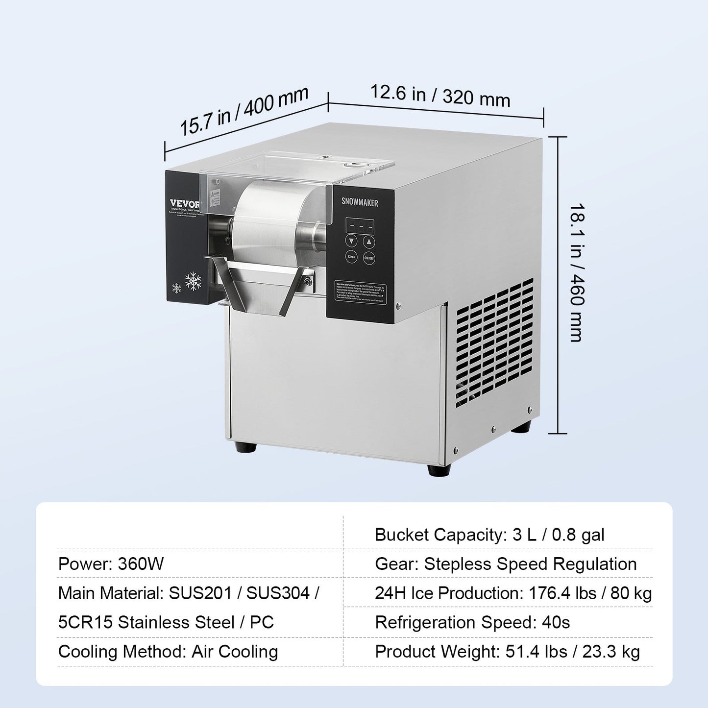 IJsblokjesmachine – IJsblokjesmaker – IJsblokjesmachine Sneeuwvlok – Ice Maker – RVS – 80 kg/24 uur – Snelle Koeling