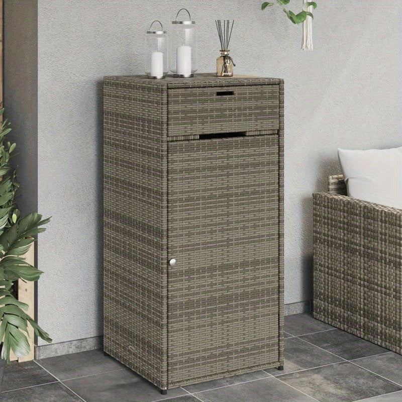 Garden Cabinet 55X55X111 Cm Made of Gray Poly Rattan, Box, Cabinet, Rack for Outdoor Storage